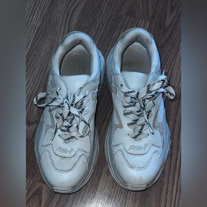 Ash White and Black Lace-Up Sneakers